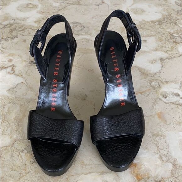 Walter Steiger Tapered Heeled Platform Leather Sandals - Picture 3 of 7